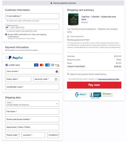 Tupi Tea Checkout